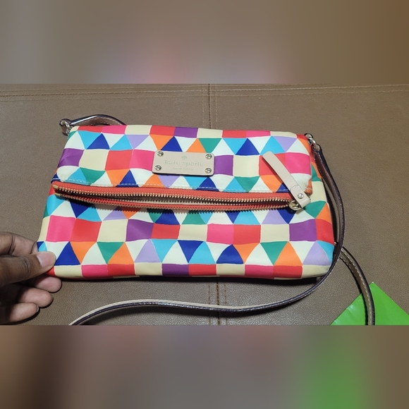 Kate Spade Multi Color Geo Nylon Flap Crossbody. - Picture 3 of 9